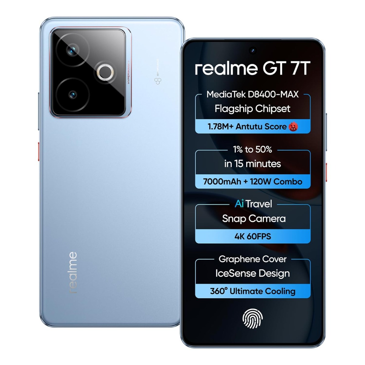 Realme GT 7T 5G (IceSense Blue, 12GB, 256GB)